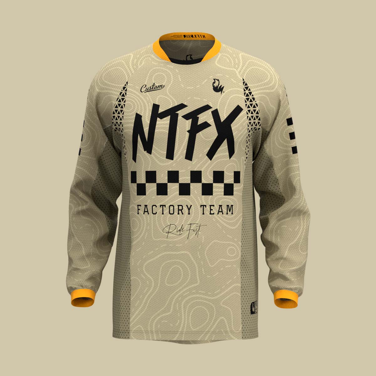 Airforce Loose Fit MTB shirt by Nightfox, fully customizable with all-over print capability and large mesh panels for optimal airflow