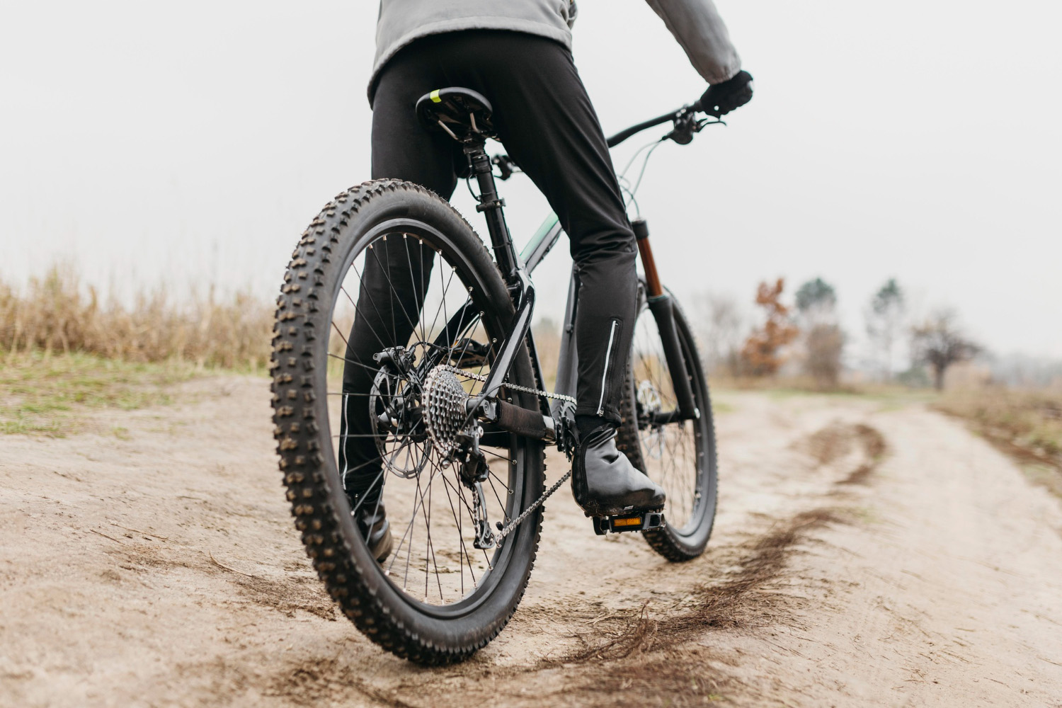 Close-up of a mountain bike wheel, illustrating different wheel size options for optimal performance