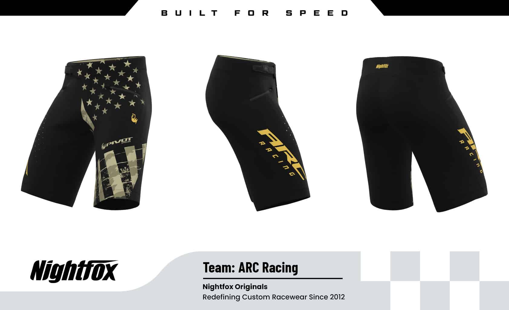ARC Racing bietet maßgeschneiderte MTB-Enduro-Shorts, personalisiertes Sublimationsdesign, Sponsorenlogos und professionelle Downhill-Teamausstattung.
